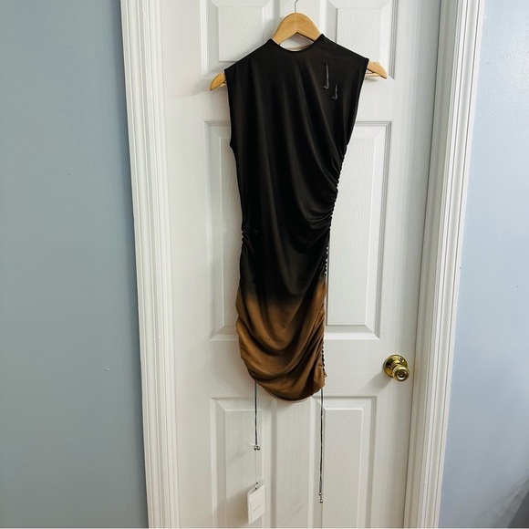 16Arlington Dress Antares Mesh Mini Powder Smoke Brown Bodycon Cocktail 4 Small - Picture 2 of 9